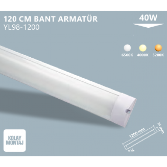 40W 120 Cm Bant Led Armatür Beyaz Noas