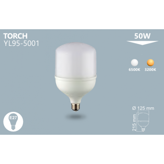 50W Led Torch Ampul Beyaz Noas