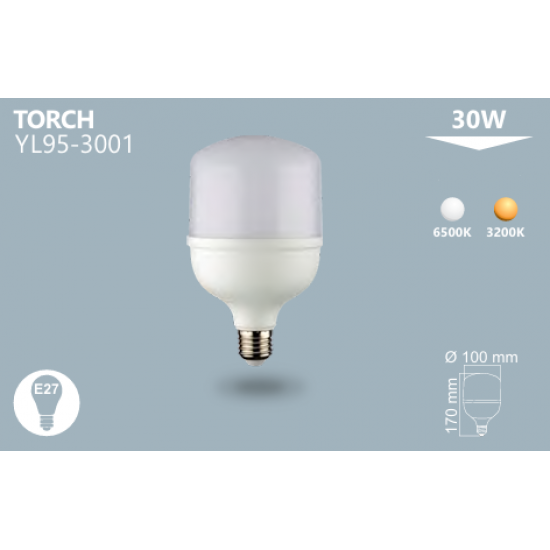 30W Led Torch Ampul Beyaz Noas