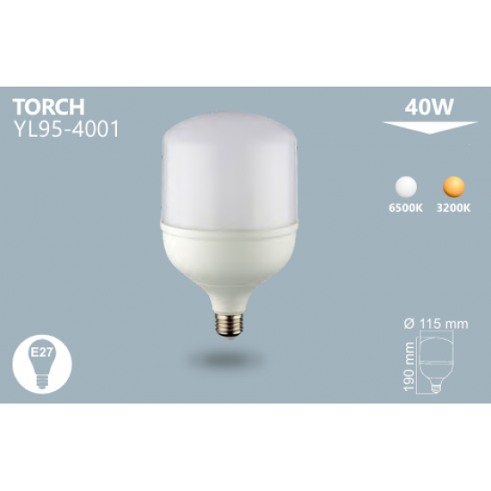 40W Led Torch Ampul Beyaz Noas