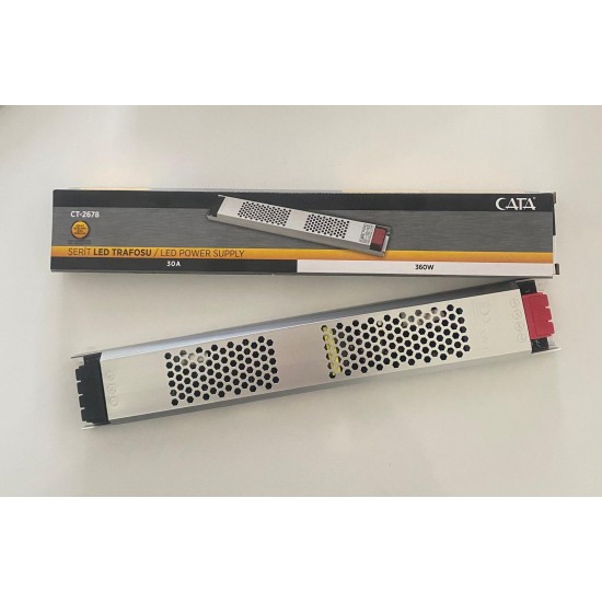 LED TRAFOSU 12 V 30A (360 W) SÜPER SLİM FANSIZ ŞERİT LED TRAFOSU CATA