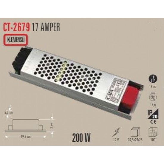 17 Amper Şerit Led Trafosu Süper Slim Cata