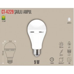 9W ŞARJLI AMPUL BEYAZ CATA