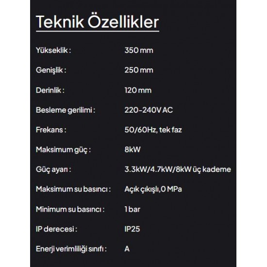 VEİTO V1100 ANİ SU ISITICI 7.25 KW